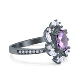 Floral Oval Natural Stone Cocktail Ring