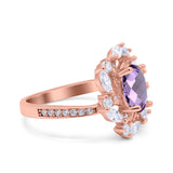 Floral Oval Natural Stone Cocktail Ring