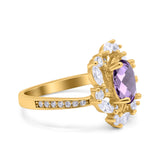 Floral Oval Natural Stone Cocktail Ring