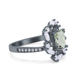 Floral Oval Natural Stone Cocktail Ring