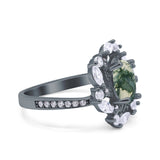 Floral Oval Natural Stone Cocktail Ring