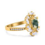 Floral Oval Natural Stone Cocktail Ring
