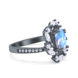 Floral Oval Natural Stone Cocktail Ring
