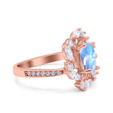 Floral Oval Natural Stone Cocktail Ring