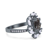Floral Oval Natural Stone Cocktail Ring