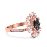 Floral Oval Natural Stone Cocktail Ring