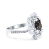 Floral Oval Natural Stone Cocktail Ring