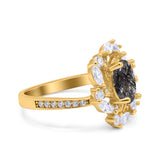 Floral Oval Natural Stone Cocktail Ring