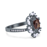Floral Oval Natural Stone Cocktail Ring