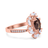 Floral Oval Natural Stone Cocktail Ring