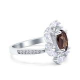 Floral Oval Natural Stone Cocktail Ring