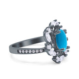 Floral Oval Natural Stone Cocktail Ring