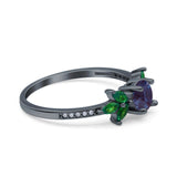 Art Deco Round Natural Stone Floral Ring