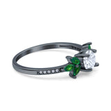 Art Deco Round Natural Stone Floral Ring