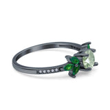 Art Deco Round Natural Stone Floral Ring