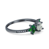 Art Deco Round Natural Stone Floral Ring