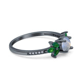 Art Deco Round Natural Stone Floral Ring