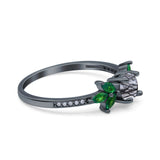 Art Deco Round Natural Stone Floral Ring