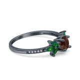 Art Deco Round Natural Stone Floral Ring