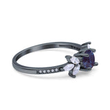 Art Deco Round Natural Stone Floral Ring