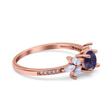 Art Deco Round Natural Stone Floral Ring