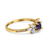 Art Deco Round Natural Stone Floral Ring