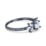 Art Deco Round Natural Stone Floral Ring