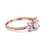 Art Deco Round Natural Stone Floral Ring