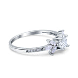 Art Deco Round Natural Stone Floral Ring