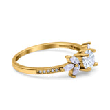 Art Deco Round Natural Stone Floral Ring