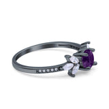 Art Deco Round Natural Stone Floral Ring