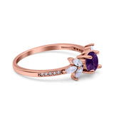 Art Deco Round Natural Stone Floral Ring