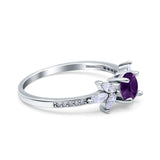 Art Deco Round Natural Stone Floral Ring