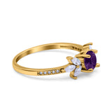 Art Deco Round Natural Stone Floral Ring