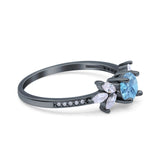 Art Deco Round Natural Stone Floral Ring