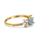 Art Deco Round Natural Stone Floral Ring