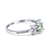 Art Deco Round Natural Stone Floral Ring