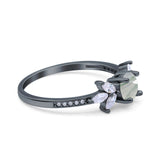 Art Deco Round Natural Stone Floral Ring