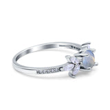 Art Deco Round Natural Stone Floral Ring