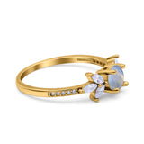 Art Deco Round Natural Stone Floral Ring