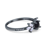 Art Deco Round Natural Stone Floral Ring