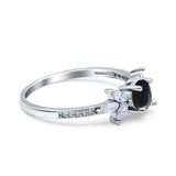 Art Deco Round Natural Stone Floral Ring