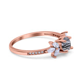 Art Deco Round Natural Stone Floral Ring