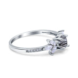 Art Deco Round Natural Stone Floral Ring