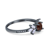 Art Deco Round Natural Stone Floral Ring