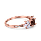Art Deco Round Natural Stone Floral Ring