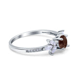 Art Deco Round Natural Stone Floral Ring