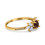 Art Deco Round Natural Stone Floral Ring