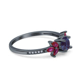 Art Deco Round Natural Stone Floral Ring