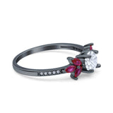 Art Deco Round Natural Stone Floral Ring